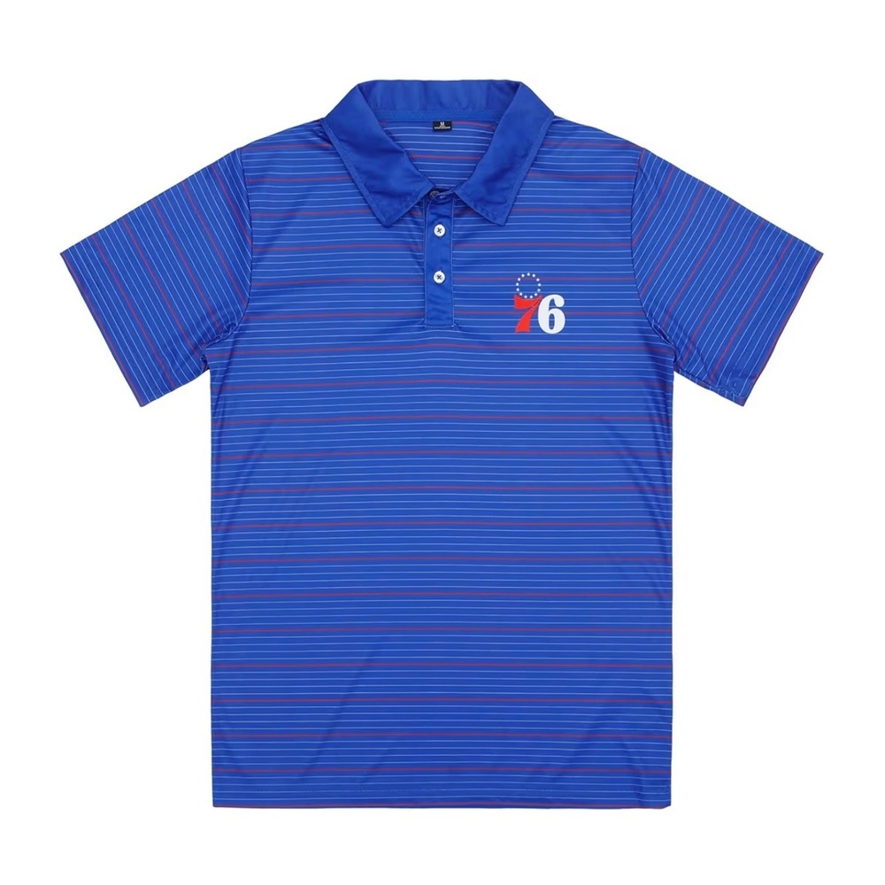 FOCO Philadelphia 76ers Mens Extra Large‎ Blue Striped Polo Shirt NBA
